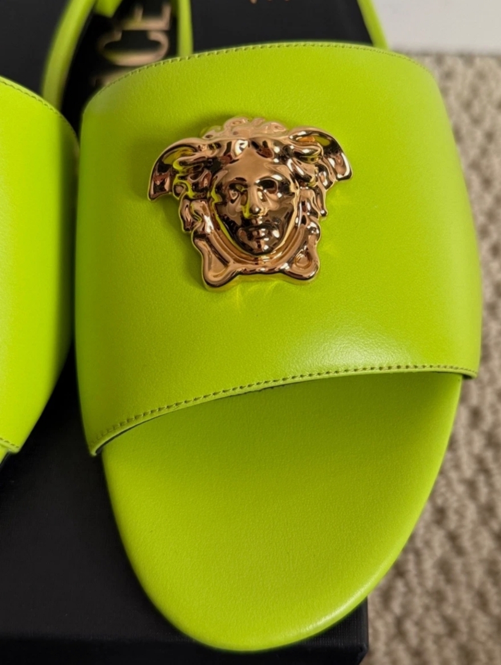 Autentic Versace Neon Yellow-Green Medusa Slide Mules - Picture 6 of 13